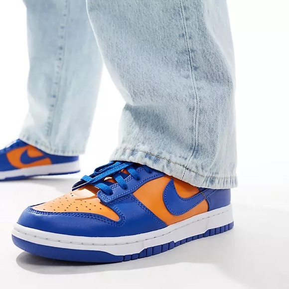 Sz 9.5 Nike Dunk Low Retro sneakers in blue and orange - Picture 3 of 10